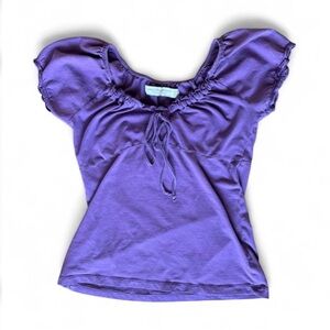 ZARA Collection Purple Ruched Peasant Top